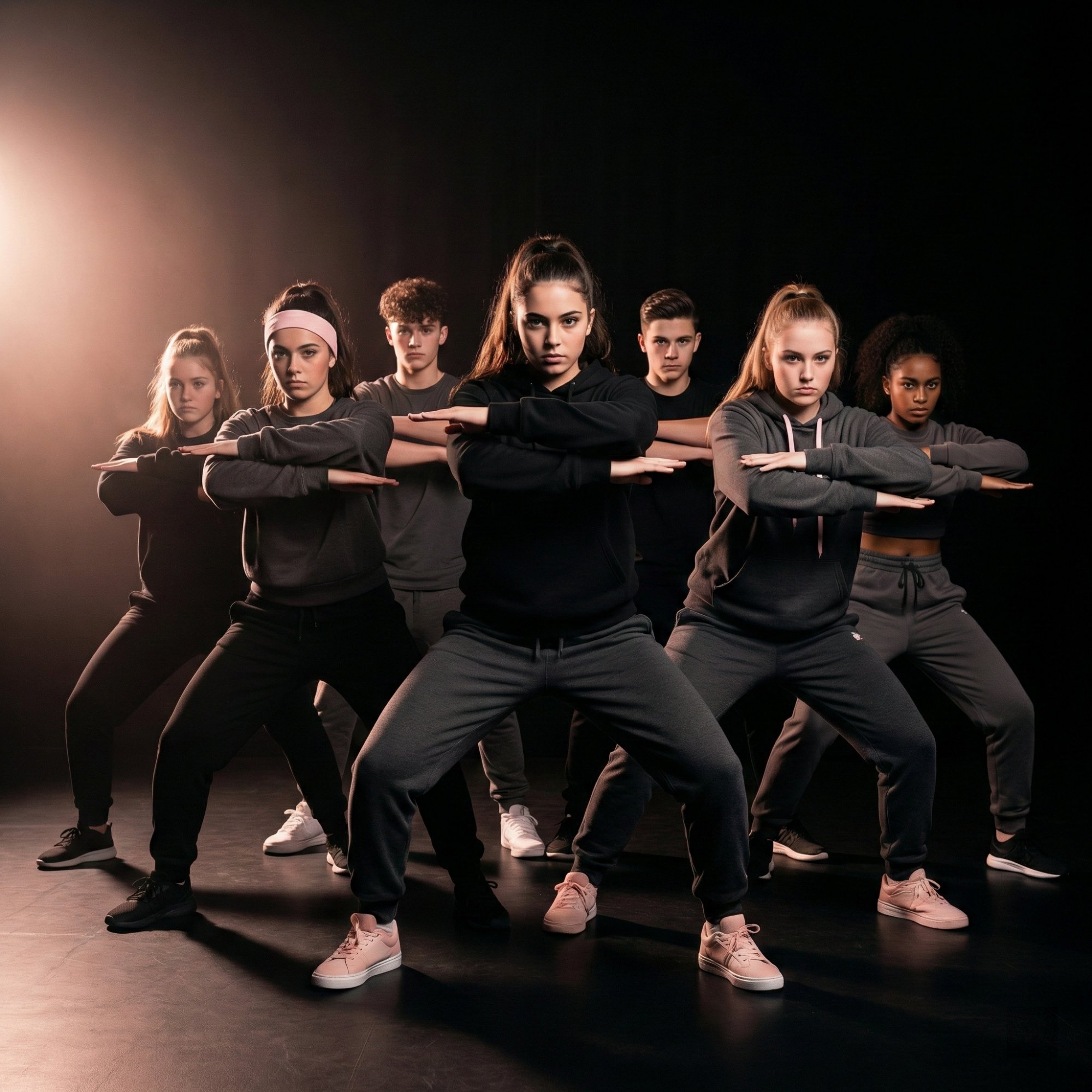 Jóvenes de instituto en formación de danza urbana